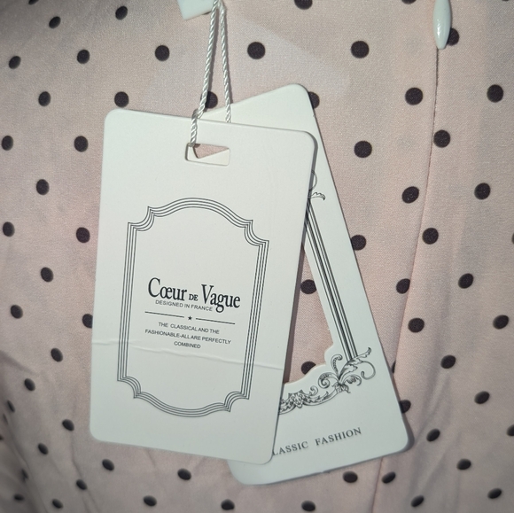 NWT Coeur De Vague Pink Polka Dot Dress - Picture 4 of 7